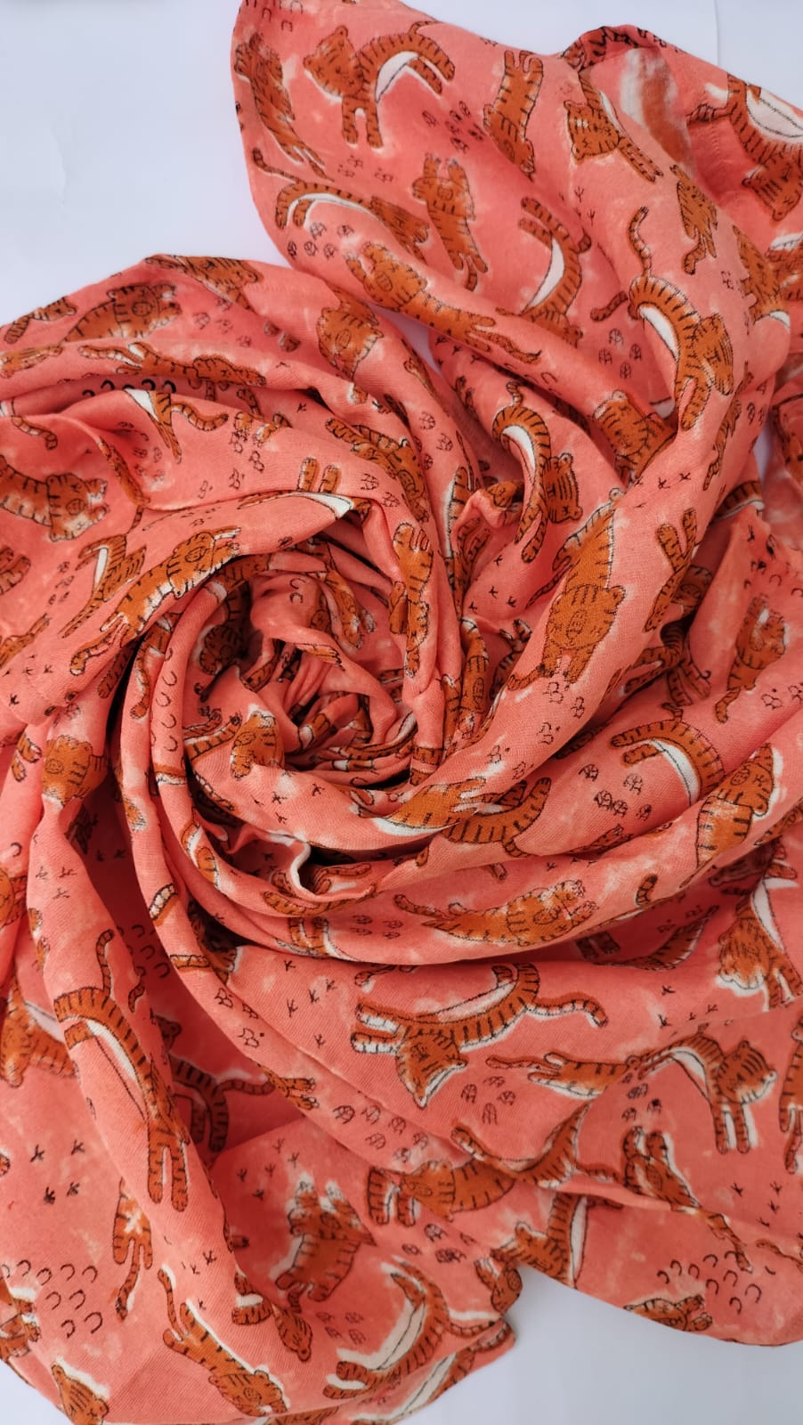 Pink tiger - Hand Block Printed Cotton Muslin Swaddle