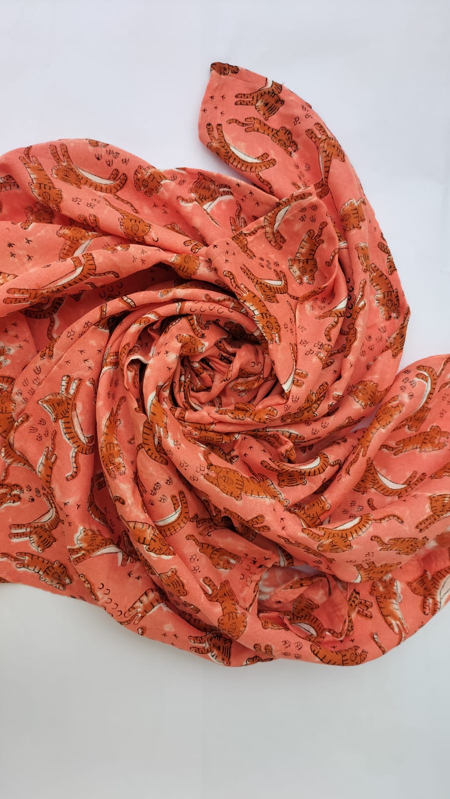 Pink tiger - Hand Block Printed Cotton Muslin Swaddle