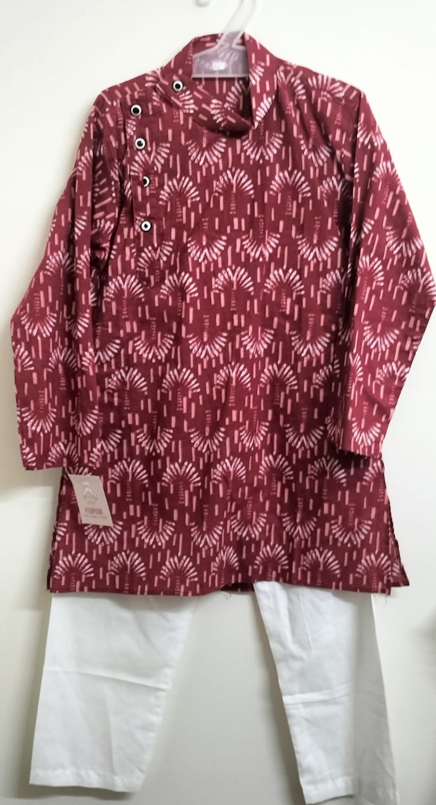 Maroon printed kurta set