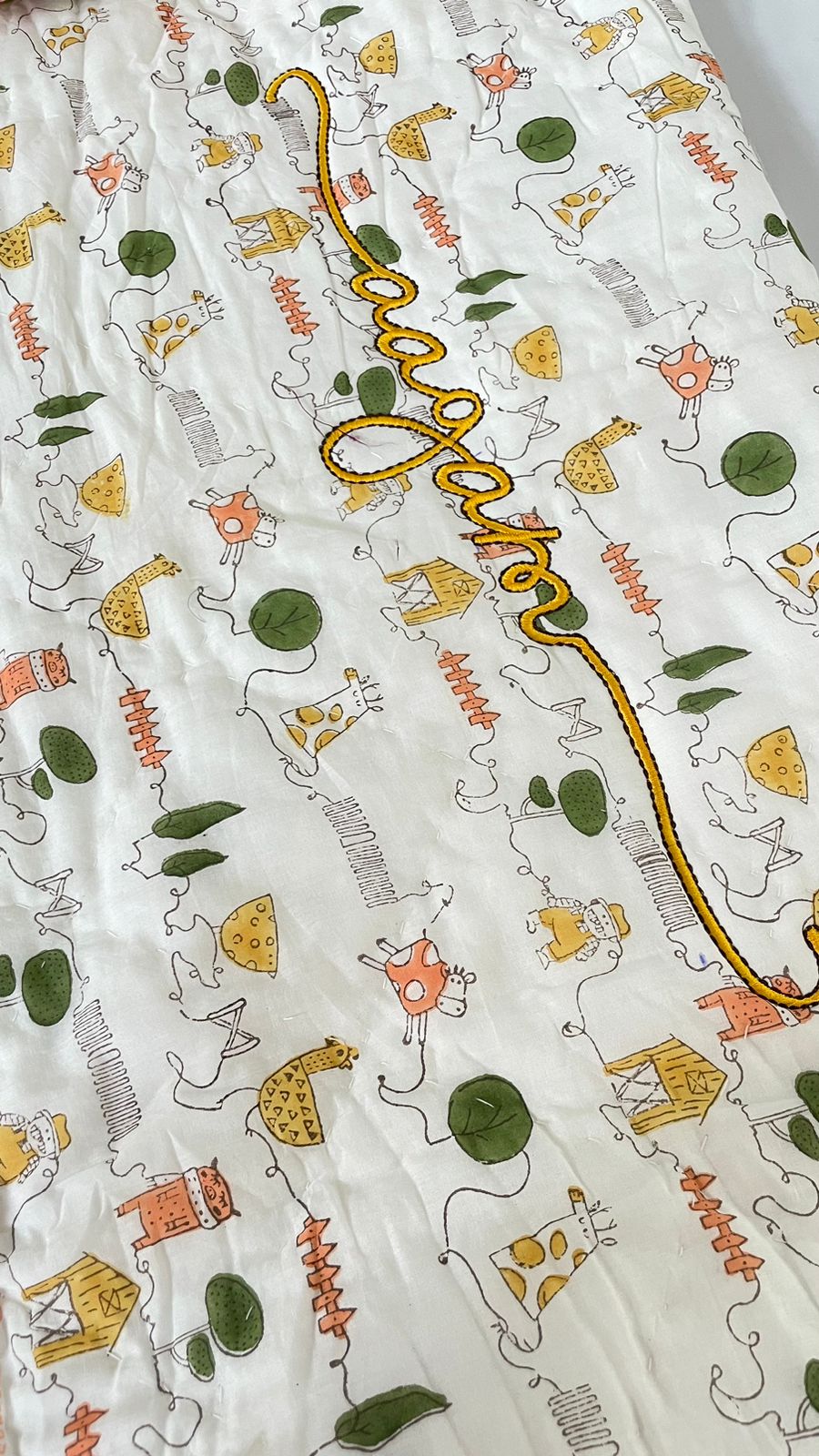 OLD MAC DONALD- Hand Block Print Reversible Cotton Quilt