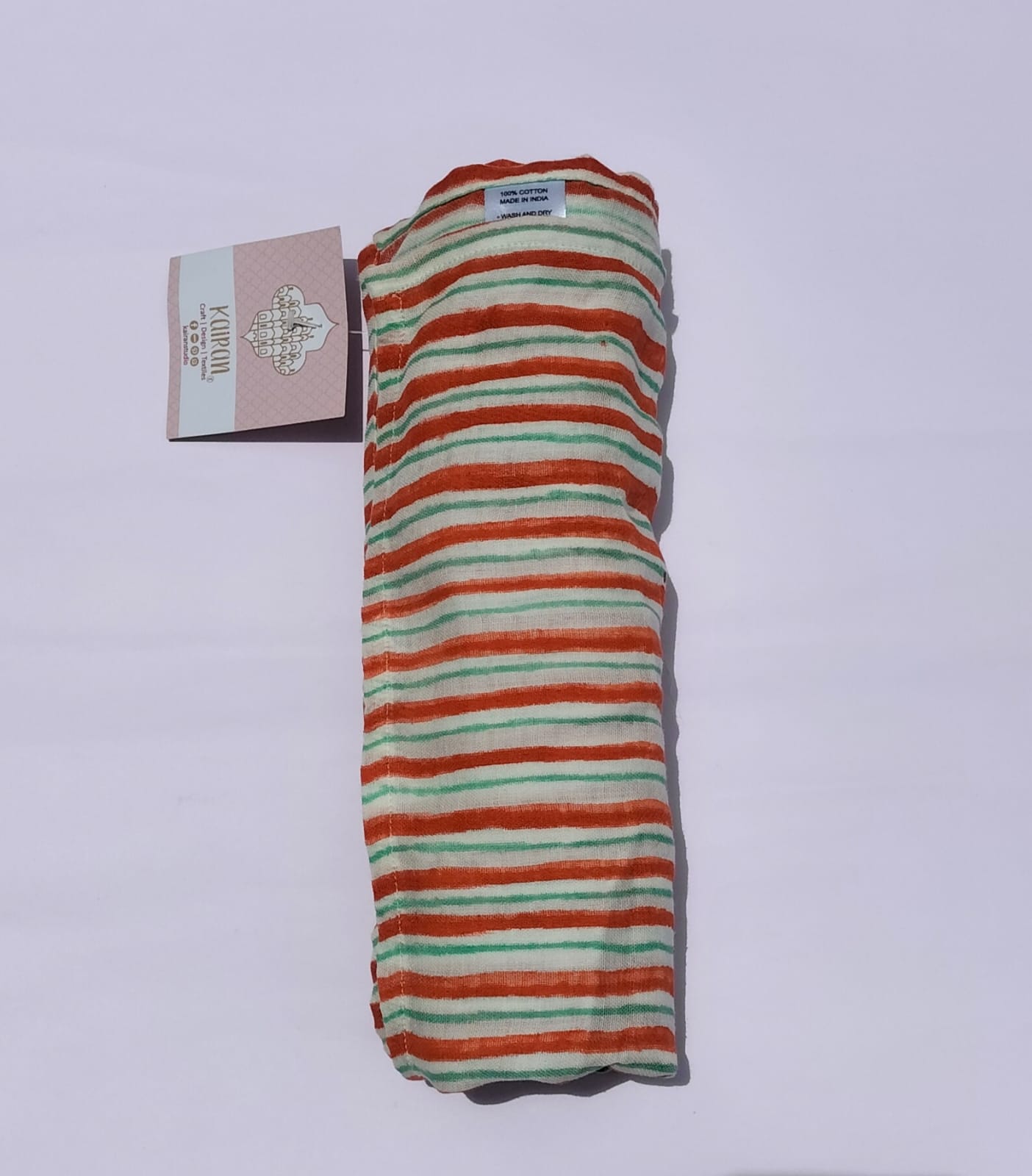 Green tiger - Hand Block Printed Cotton Muslin Swaddle