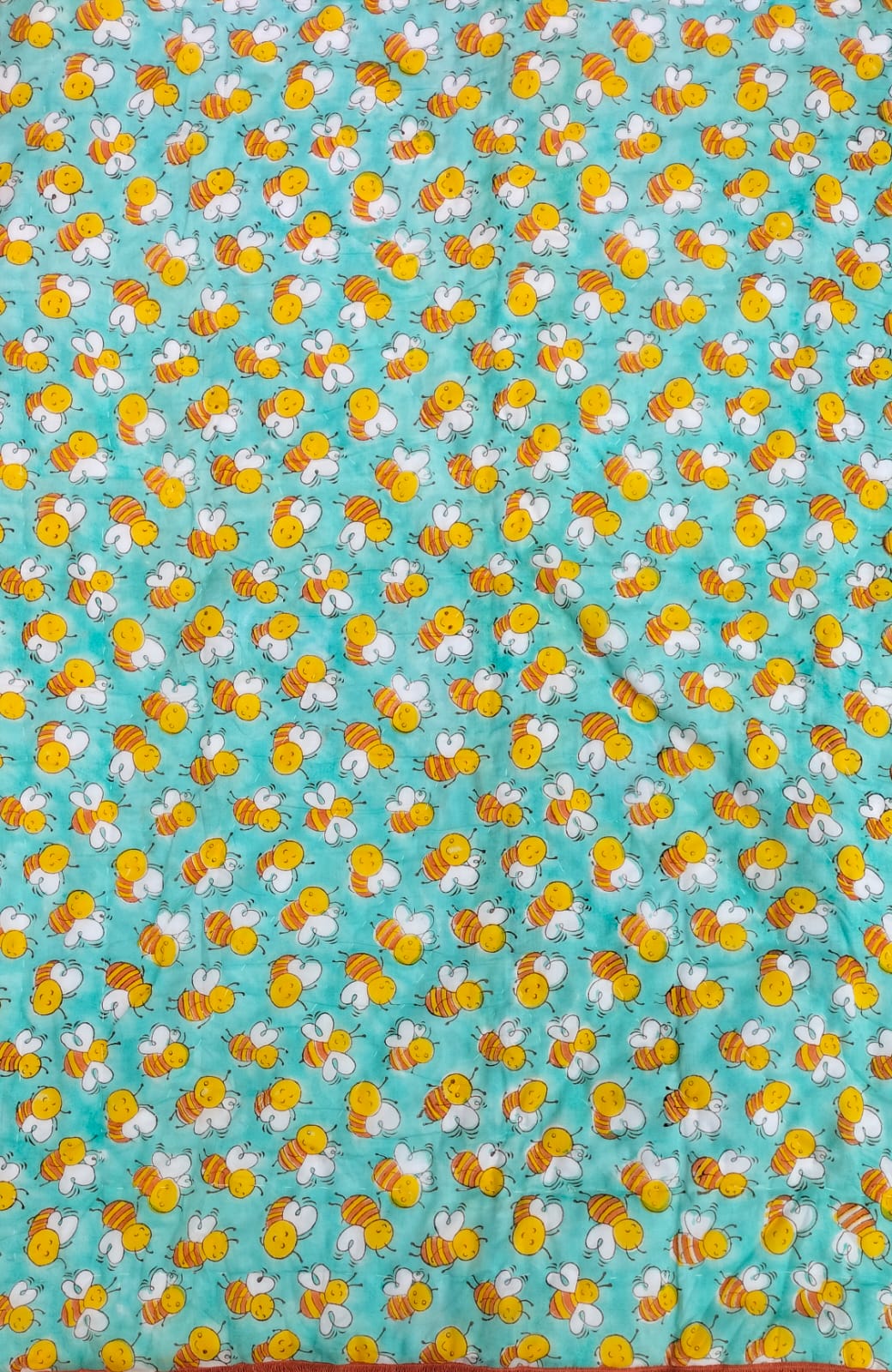 Honey Bees – Hand Block Print Reversible Cotton Quilt for Kids
