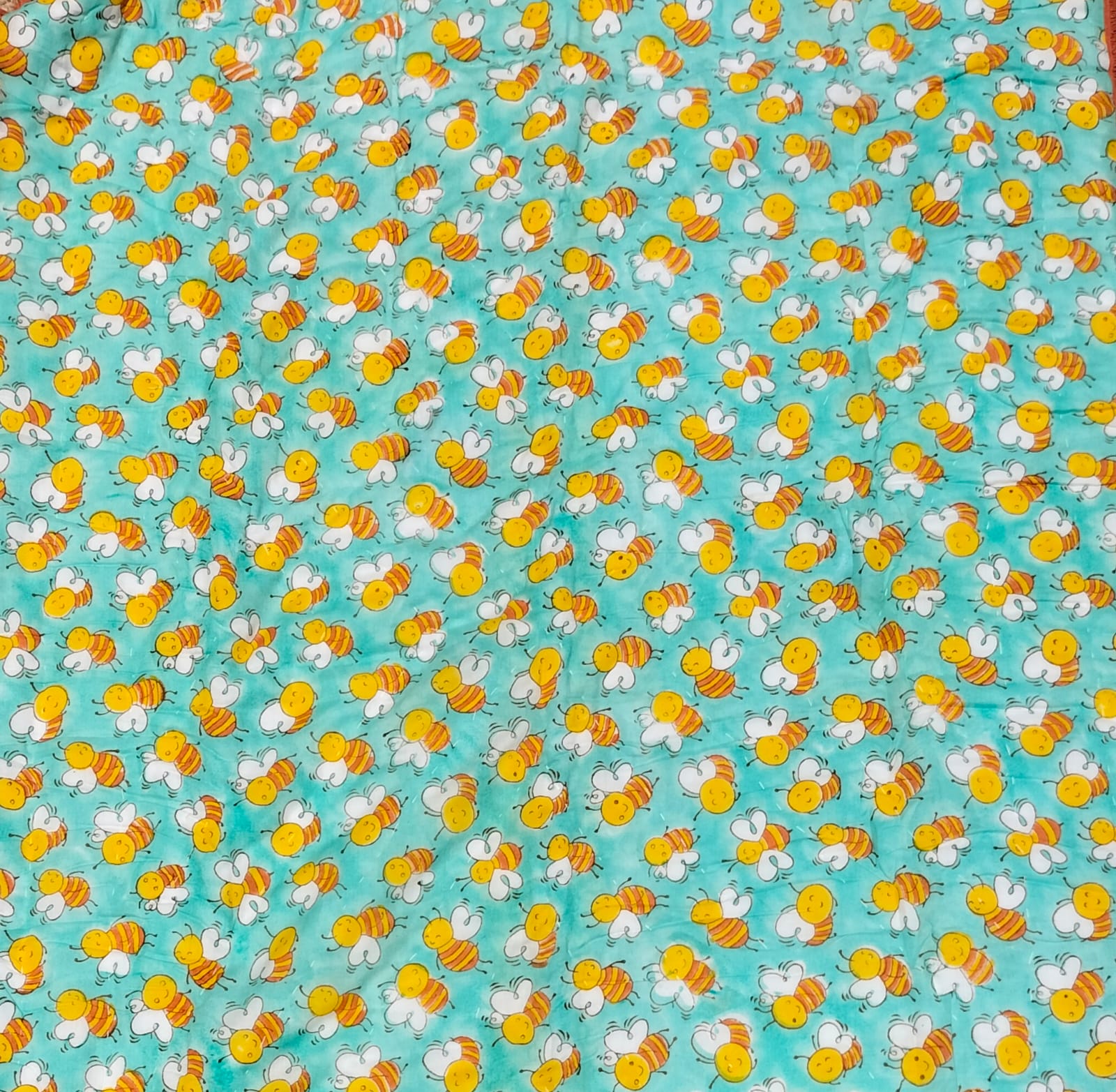 Honey Bees – Hand Block Print Reversible Cotton Quilt for Kids