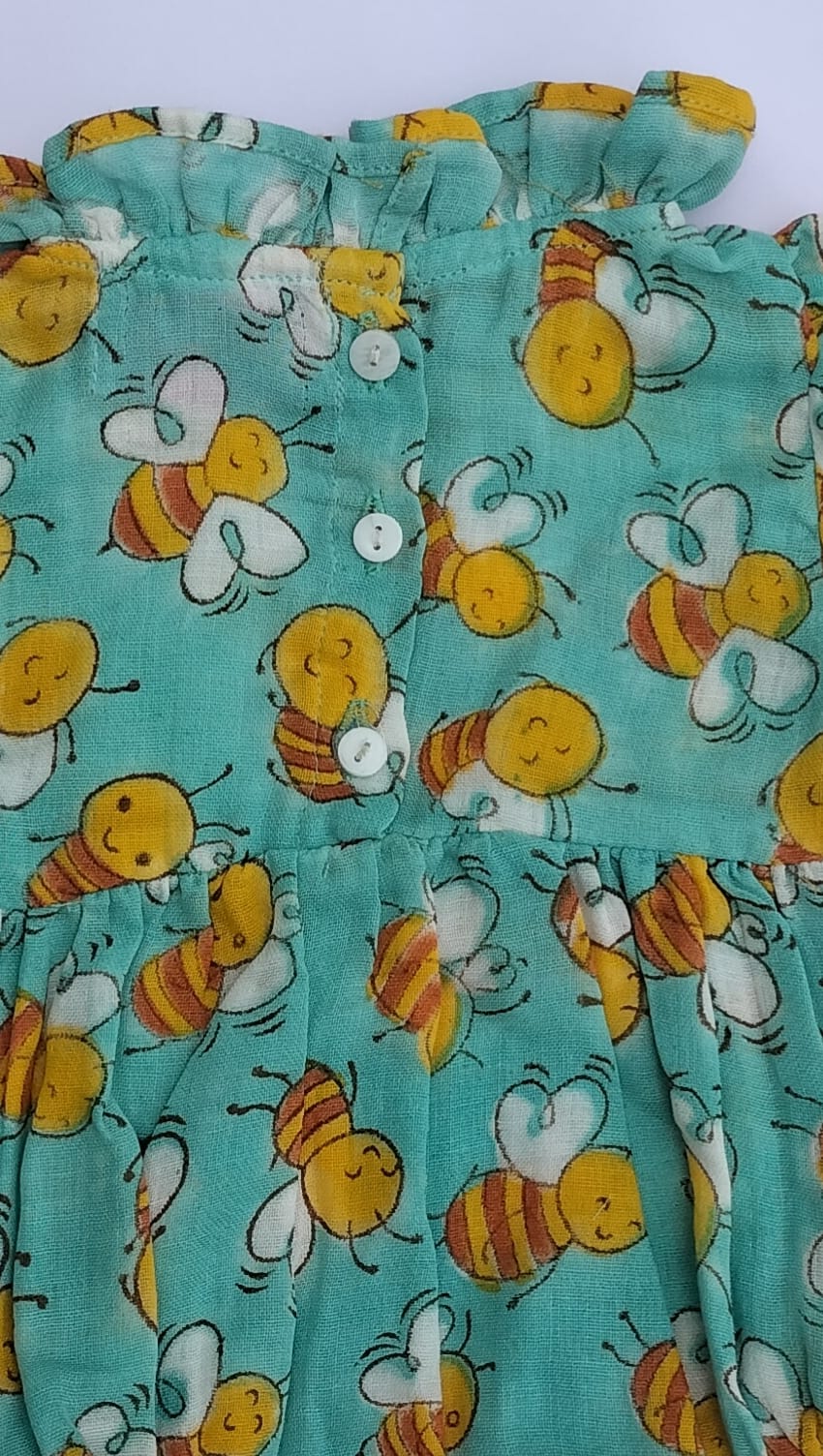 NEW BORN BABY GIRL BEES PRINT MUSLIN ROMPER