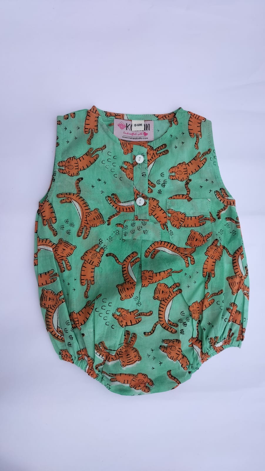 NEW BORN BABY BOY TIGER PRINT ROMPER