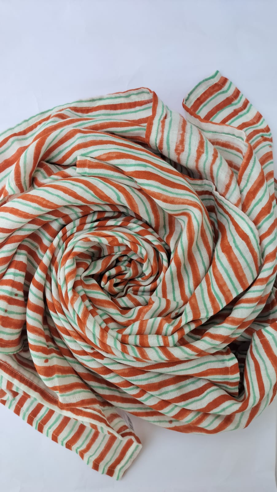 Green tiger - Hand Block Printed Cotton Muslin Swaddle