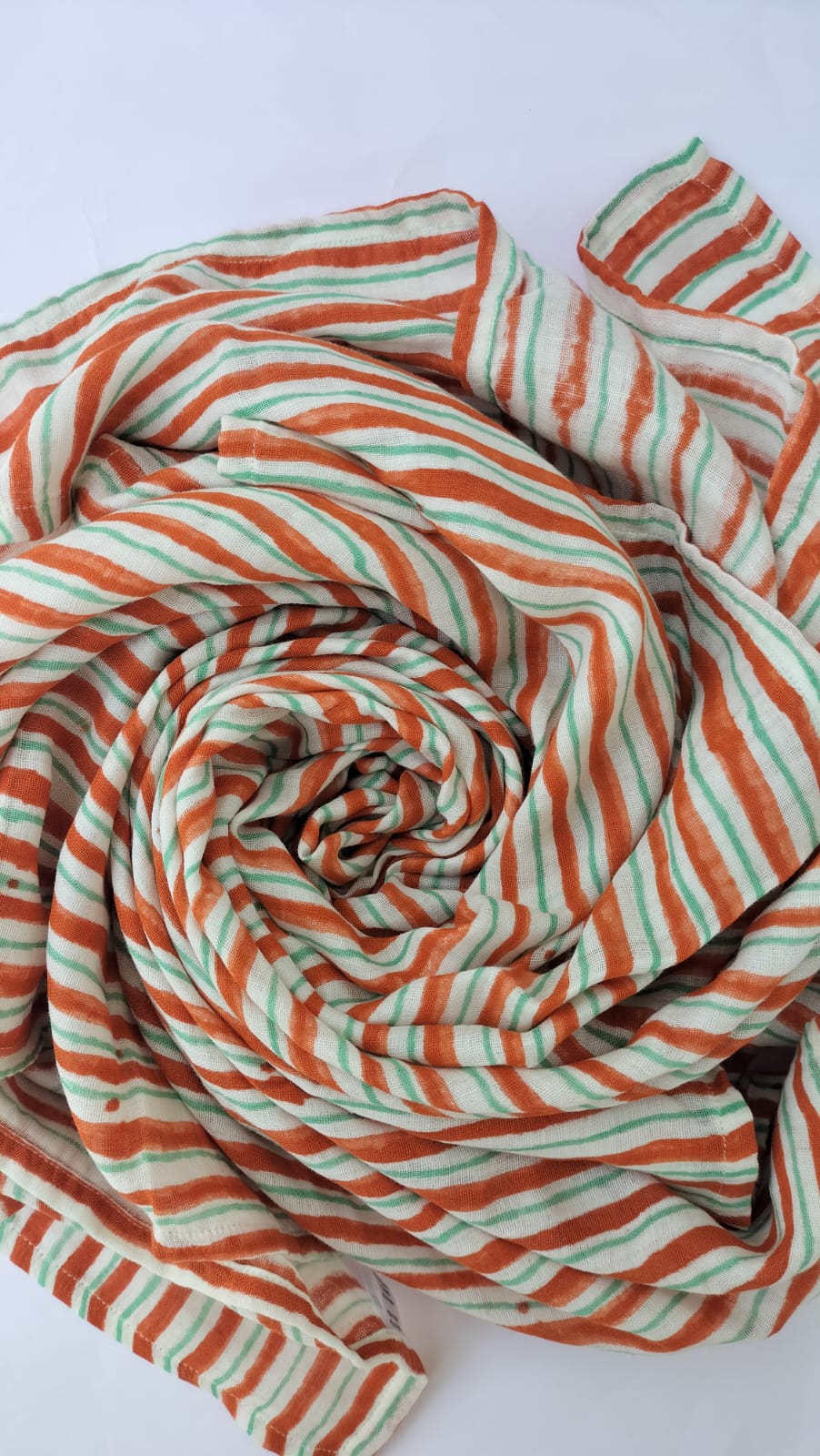 Green tiger - Hand Block Printed Cotton Muslin Swaddle