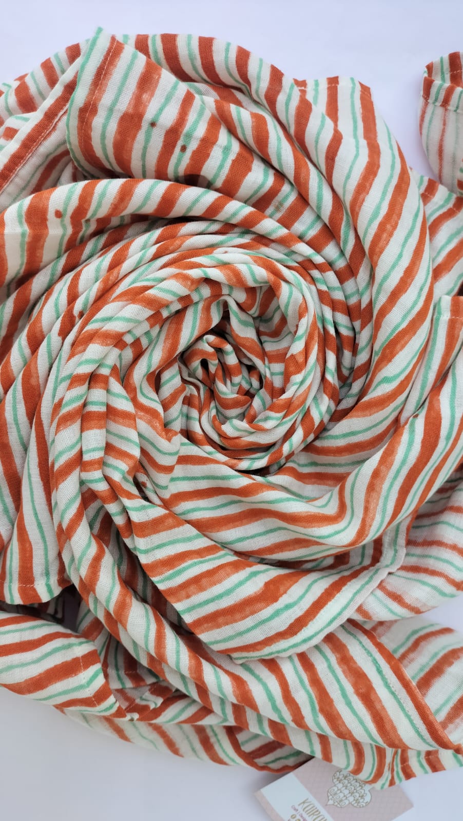 Green tiger - Hand Block Printed Cotton Muslin Swaddle