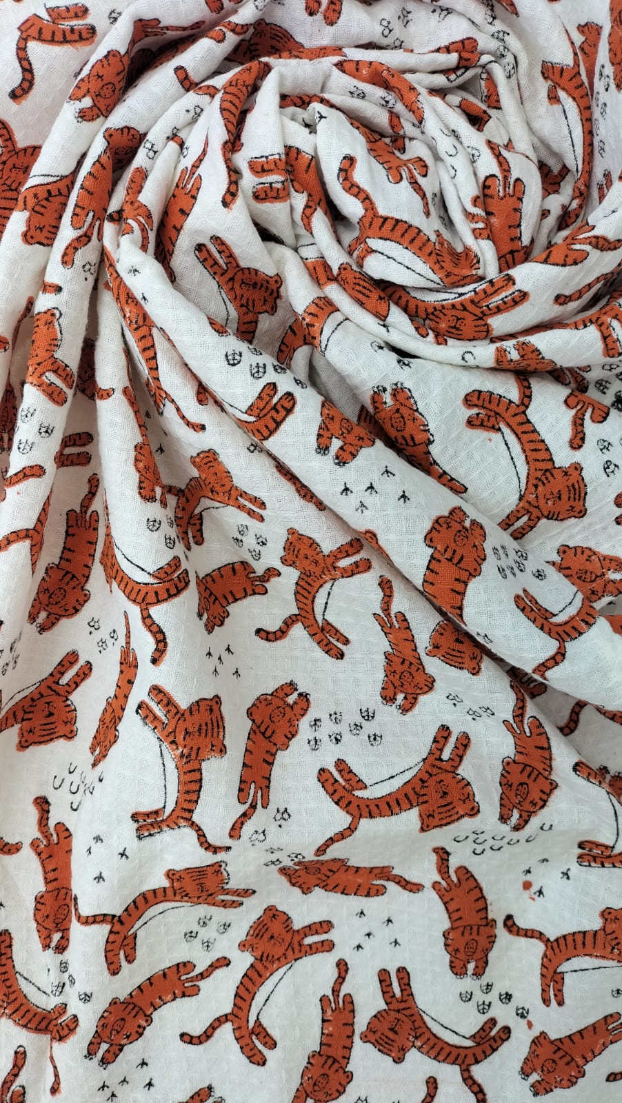 White tiger- Hand Block Printed Cotton Towel