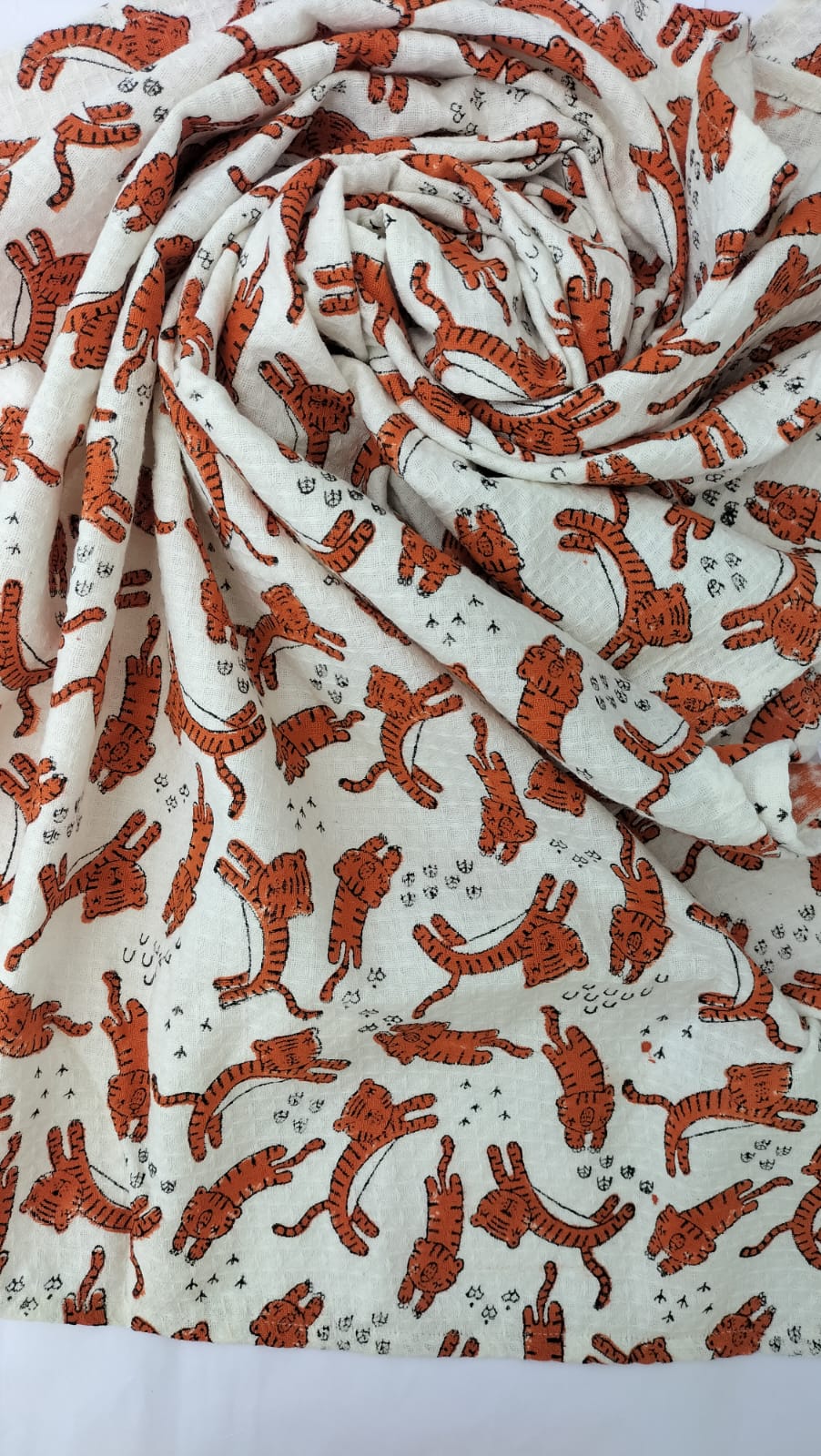 White tiger- Hand Block Printed Cotton Towel