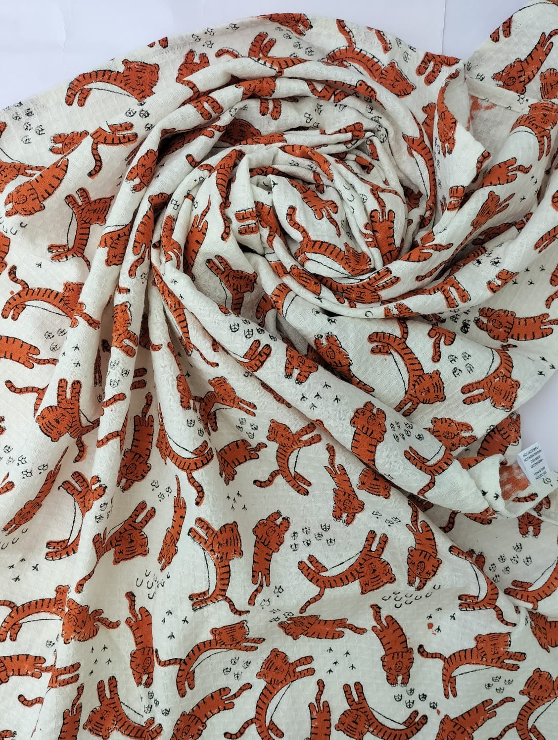 White tiger- Hand Block Printed Cotton Towel