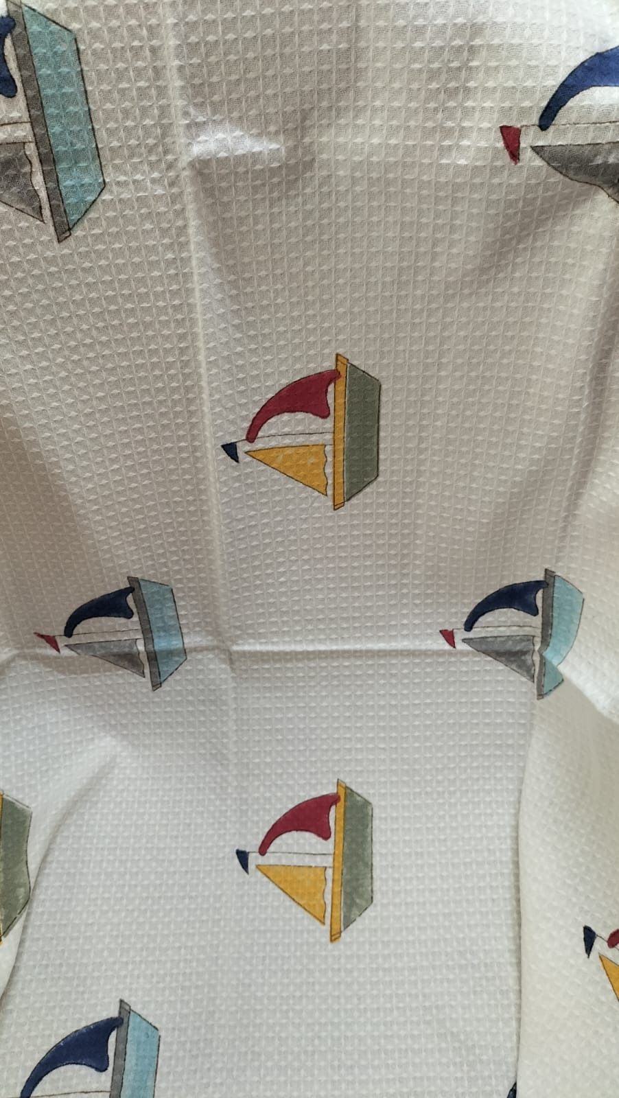 Hand Block Printed Cotton Towel- boat print