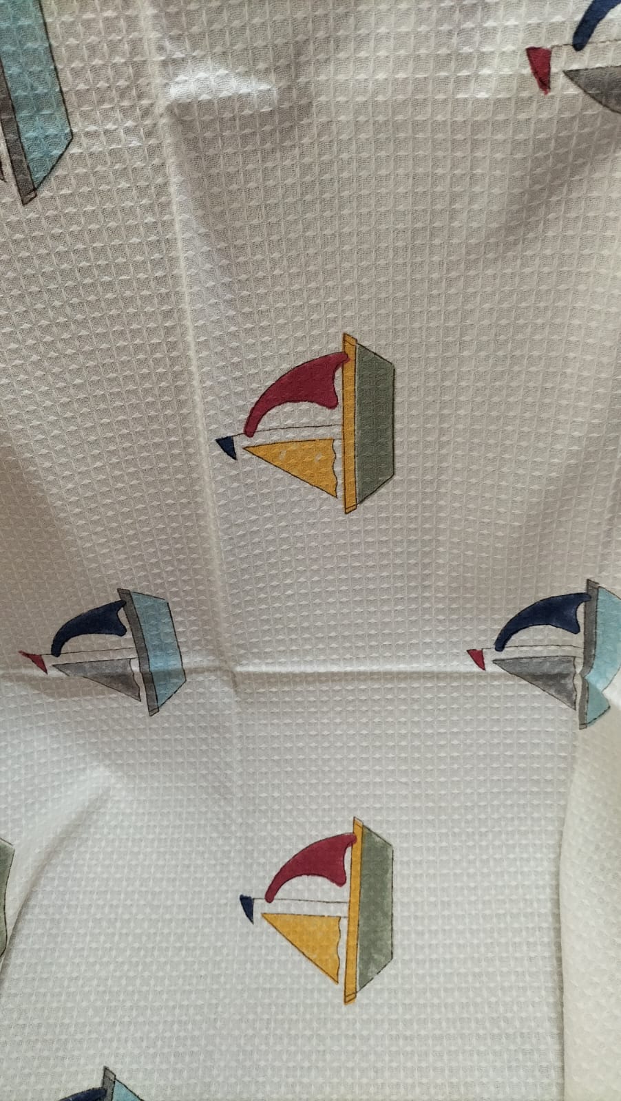 Hand Block Printed Cotton Towel- boat print
