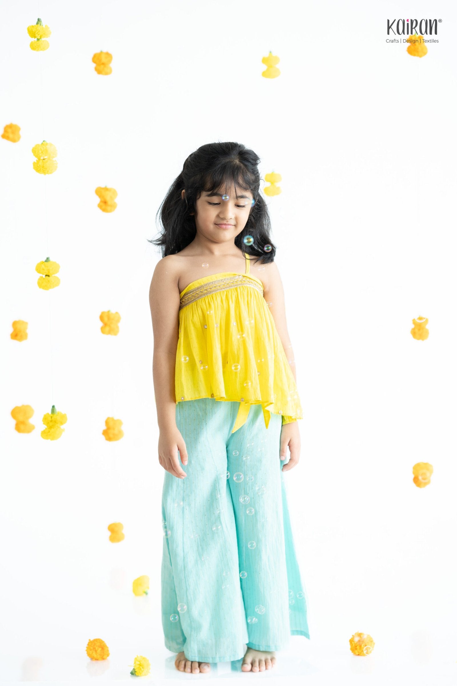 Amarillo one shoulder top with Flare Pants