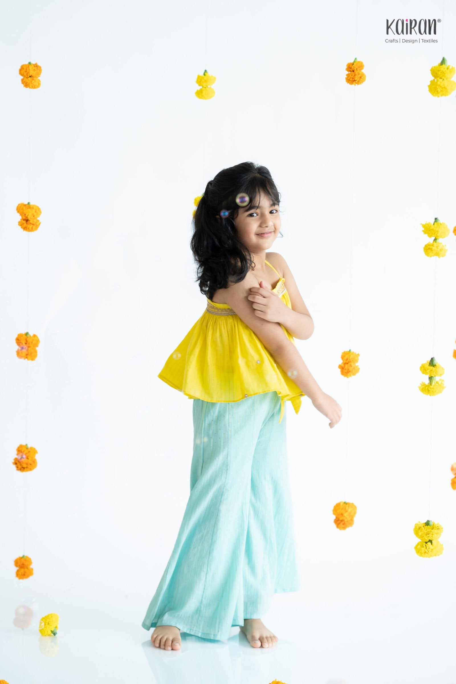 Amarillo one shoulder top with Flare Pants