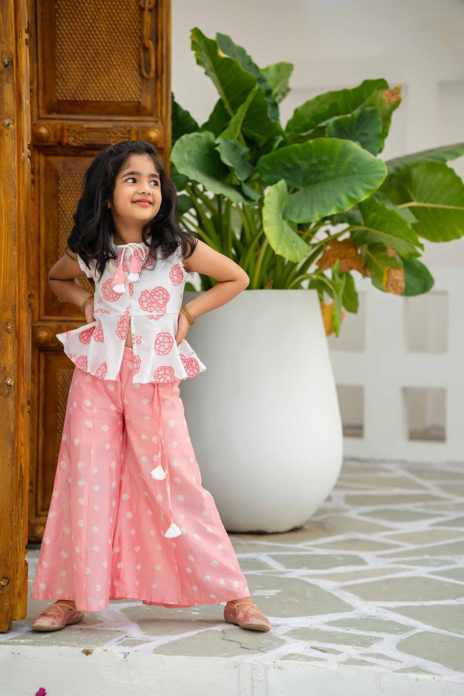 PINK Peplum Top & Plazzo set