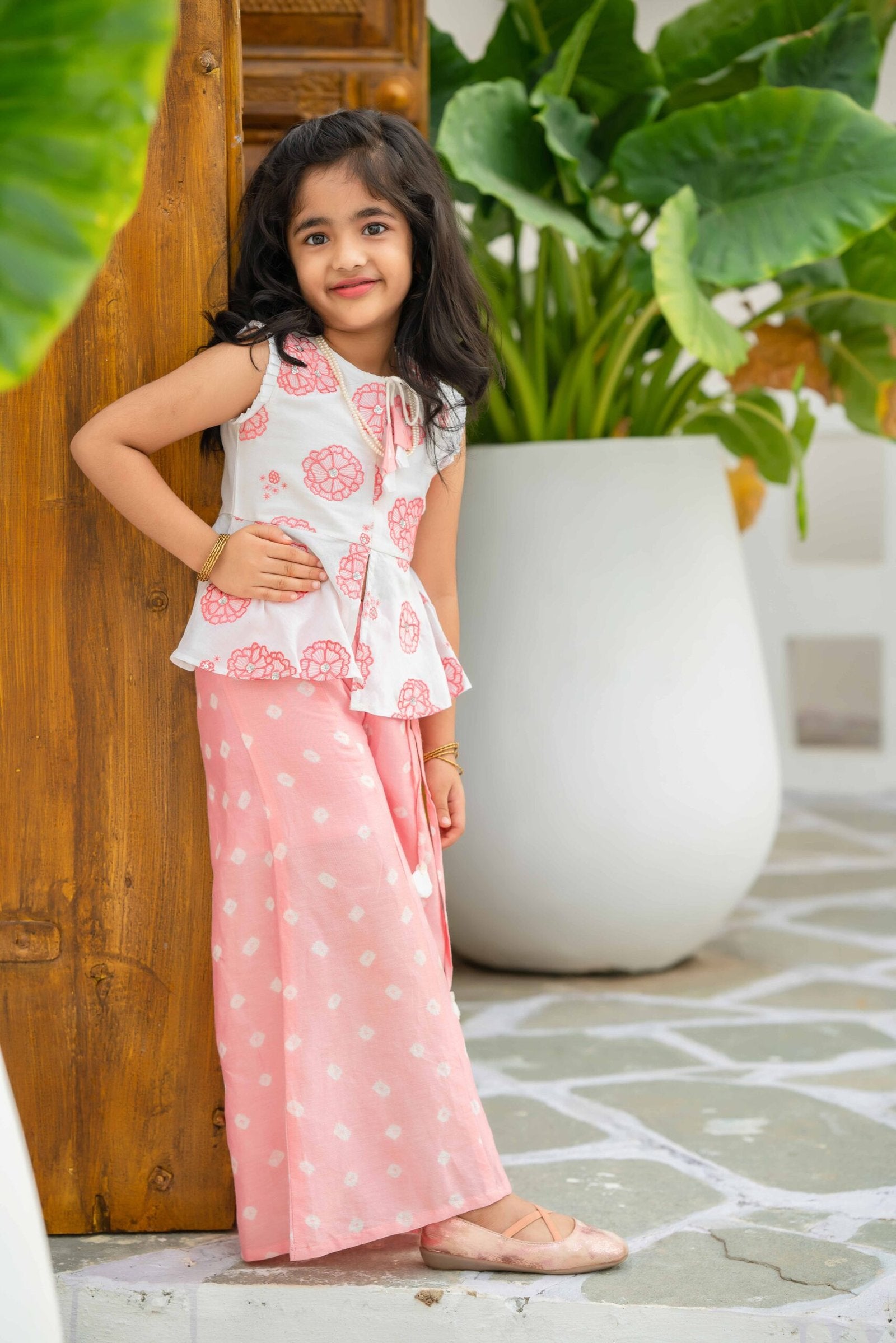 PINK Peplum Top & Plazzo set