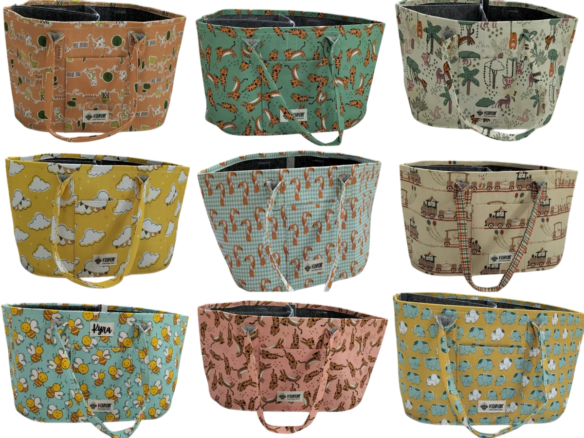 Oval Diaper Caddy Honey Bees Print Personalised Bag