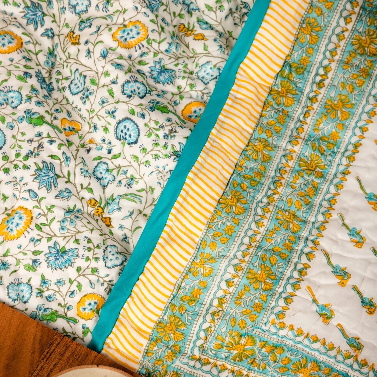Abstract Summer- Hand Block Print Reversible Jaipuri Cotton Quilt