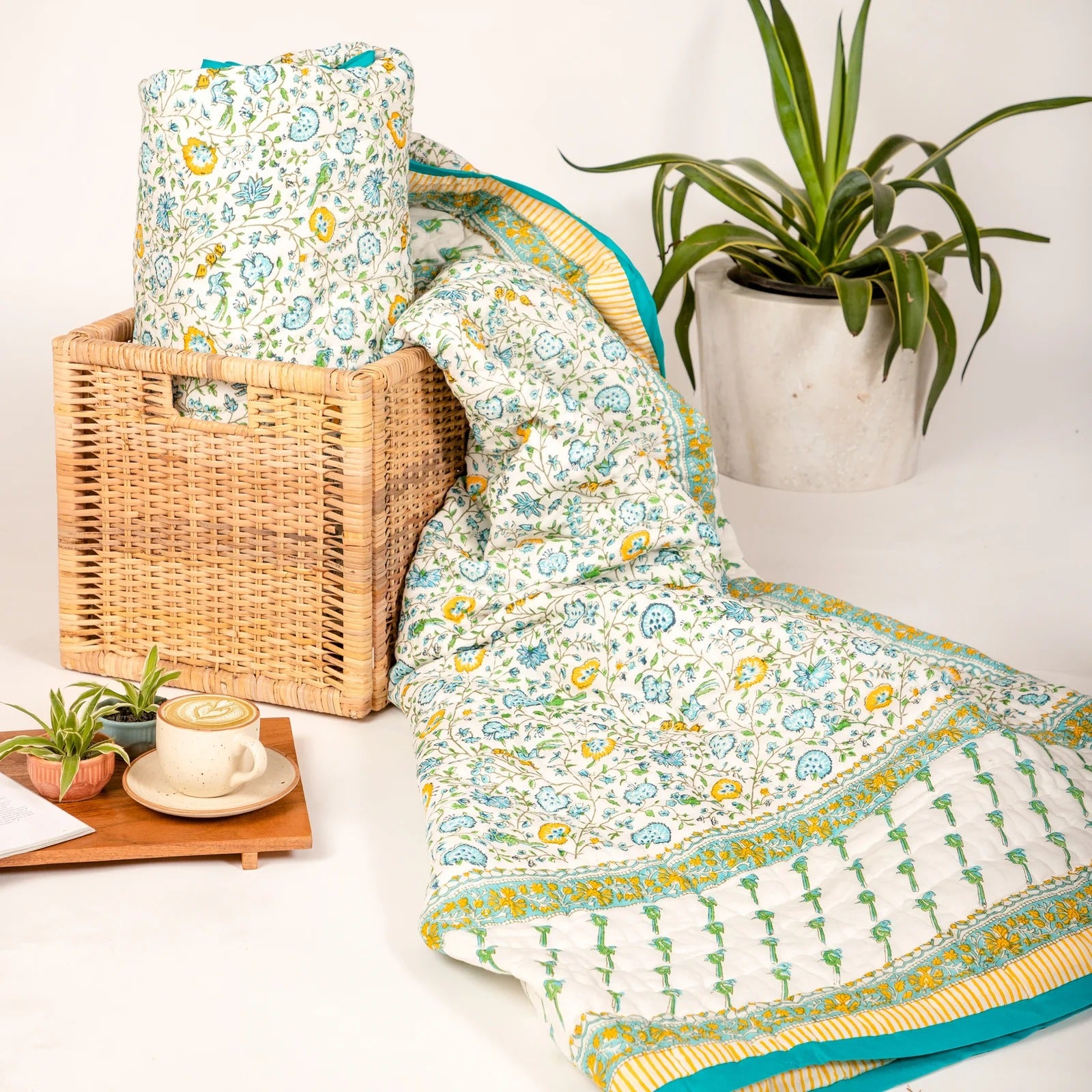Abstract Summer- Hand Block Print Reversible Jaipuri Cotton Quilt