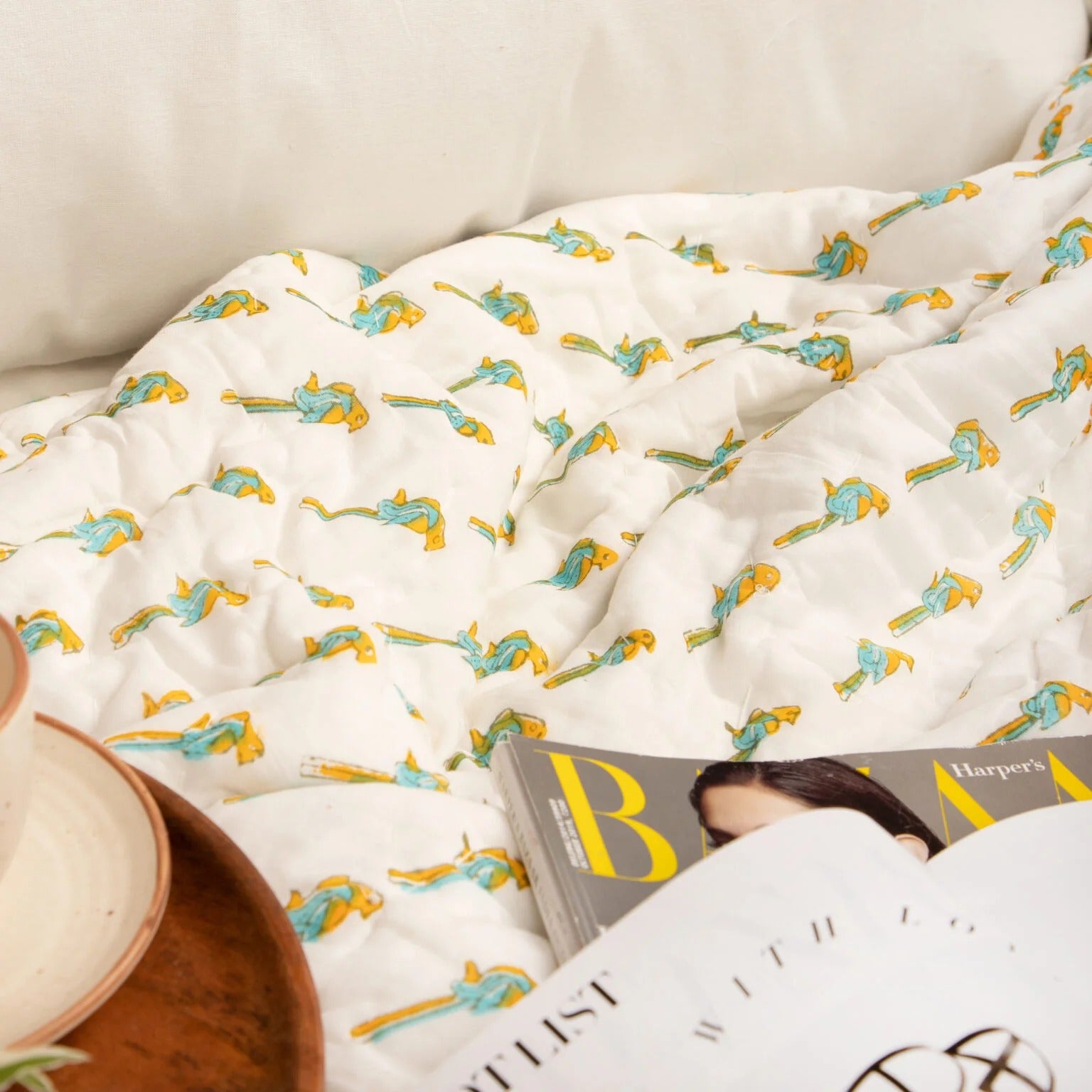 Abstract Summer- Hand Block Print Reversible Jaipuri Cotton Quilt