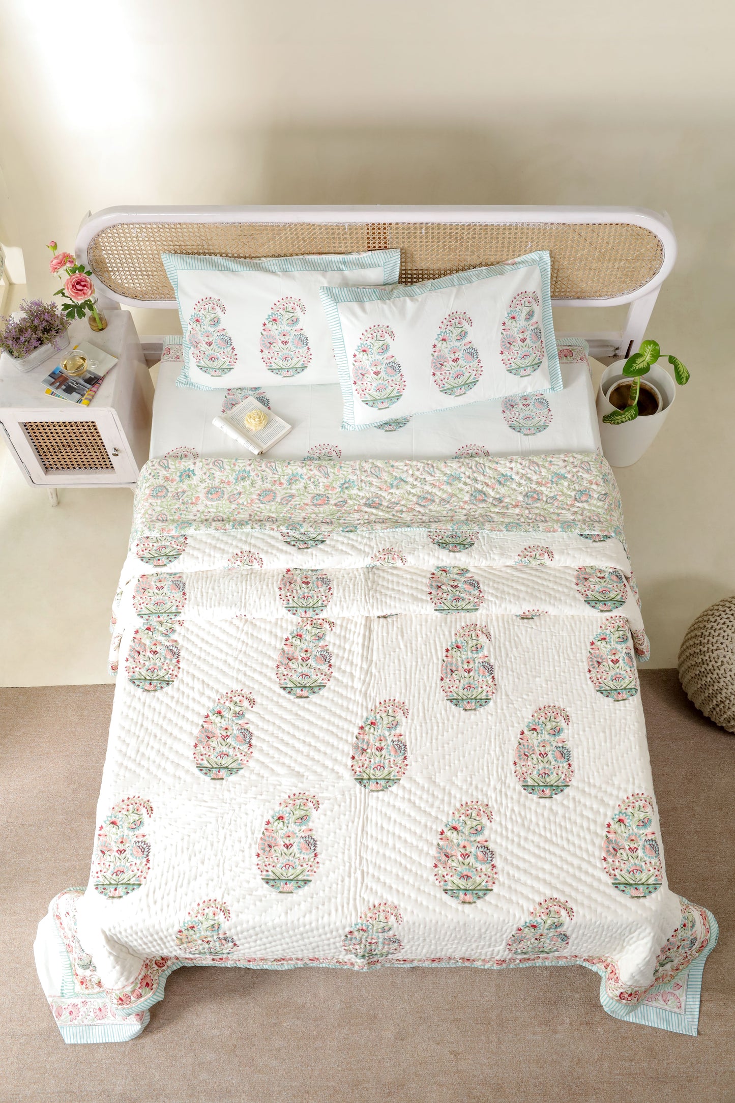 KASHMIR  HAND BLOCK PRINTED QUILT