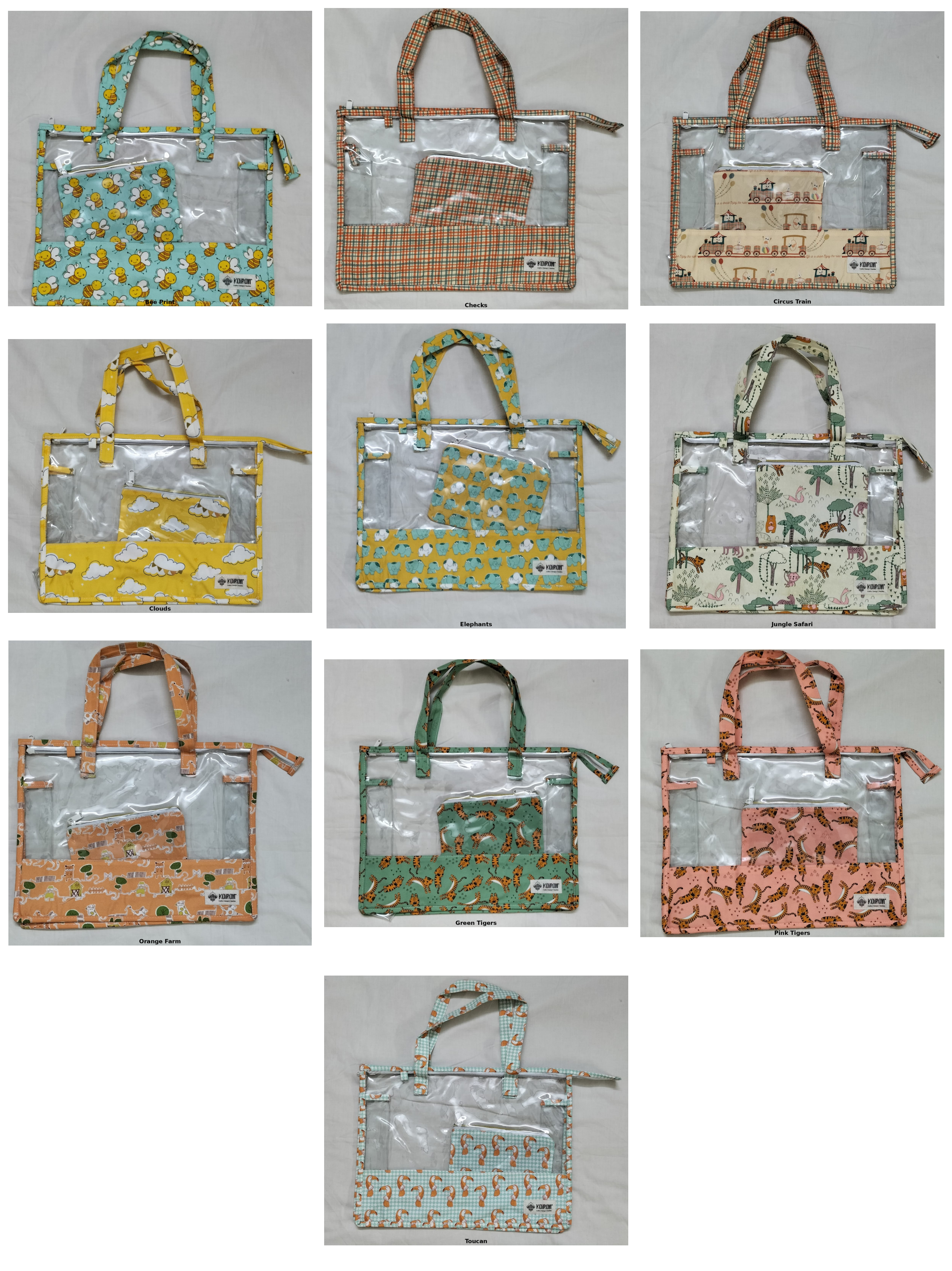 Swim/Art Elephants Print Personalised Bag