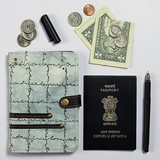 Grey-White Handcrafted - Meraki Passport Cover