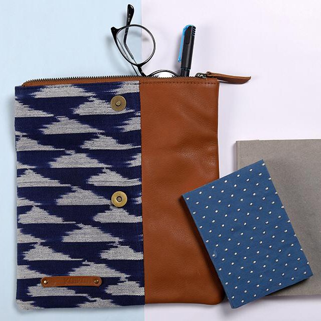Indigo Blue-White Handcrafted - Meraki Envelope Clutch