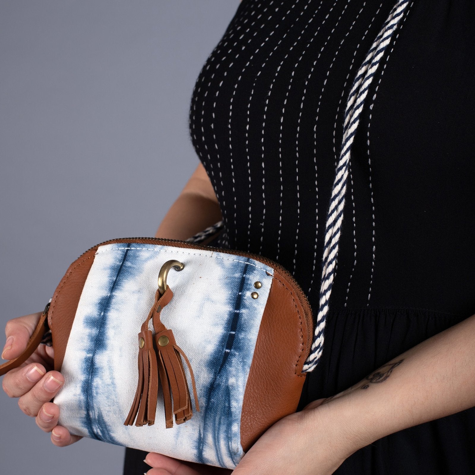 White-Blue Handcrafted- Meraki Shoulder Bag