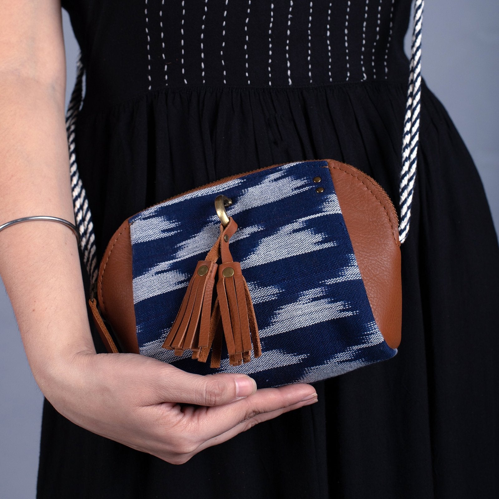 Indigo Blue-White Handcrafted-Meraki Shoulder Bag