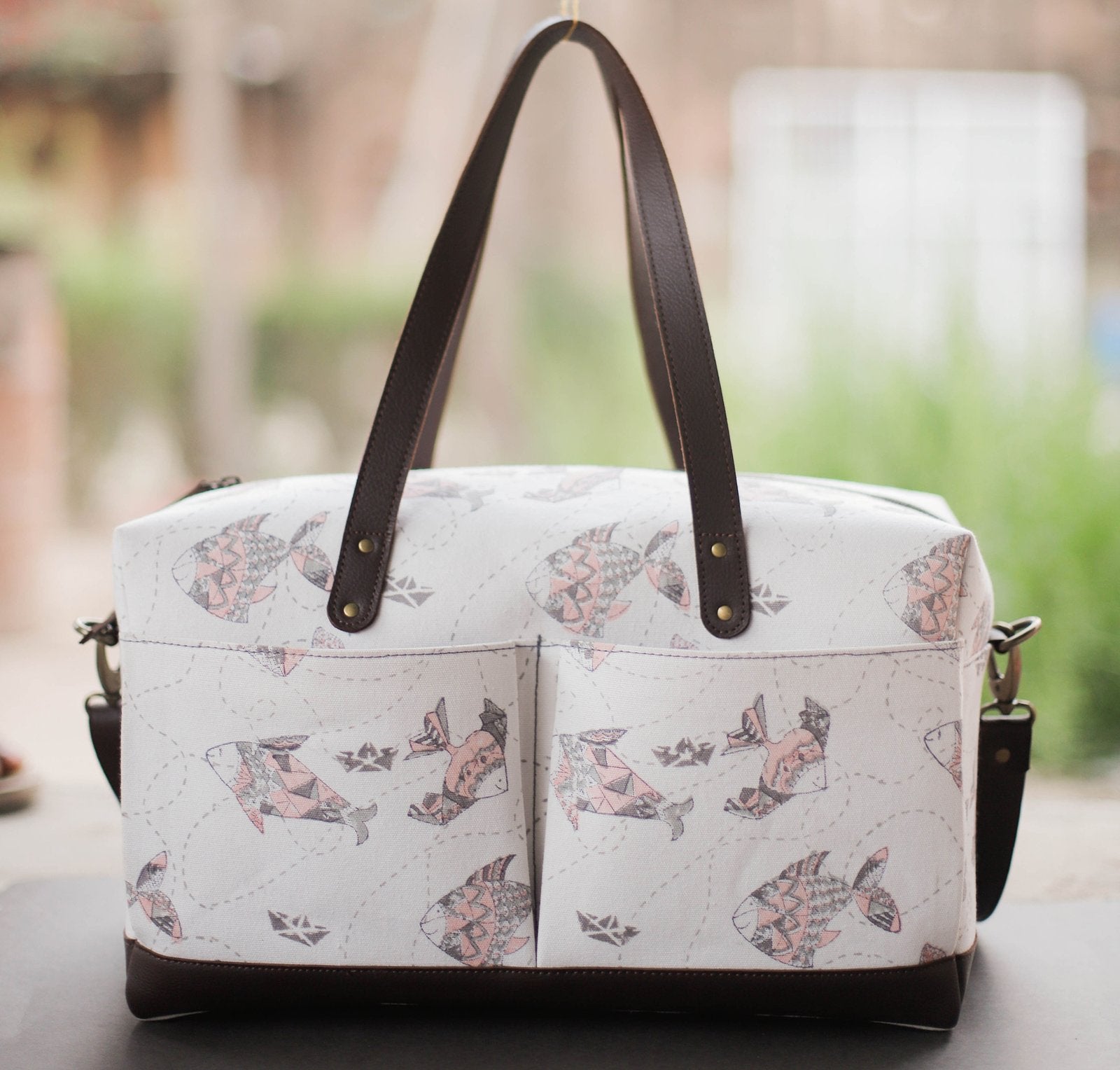 Machali Aur Naav - Hand Block Print Canvas Diaper Bag