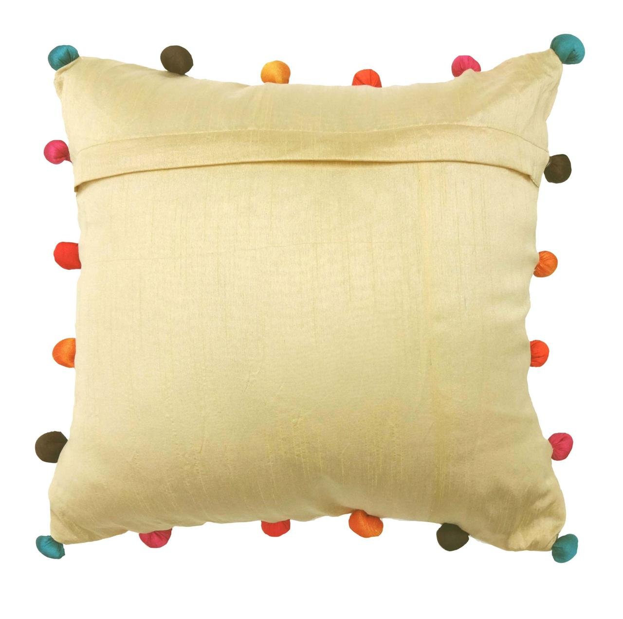 Ghoda-Embroidred Dupion Silk Cushion Cover