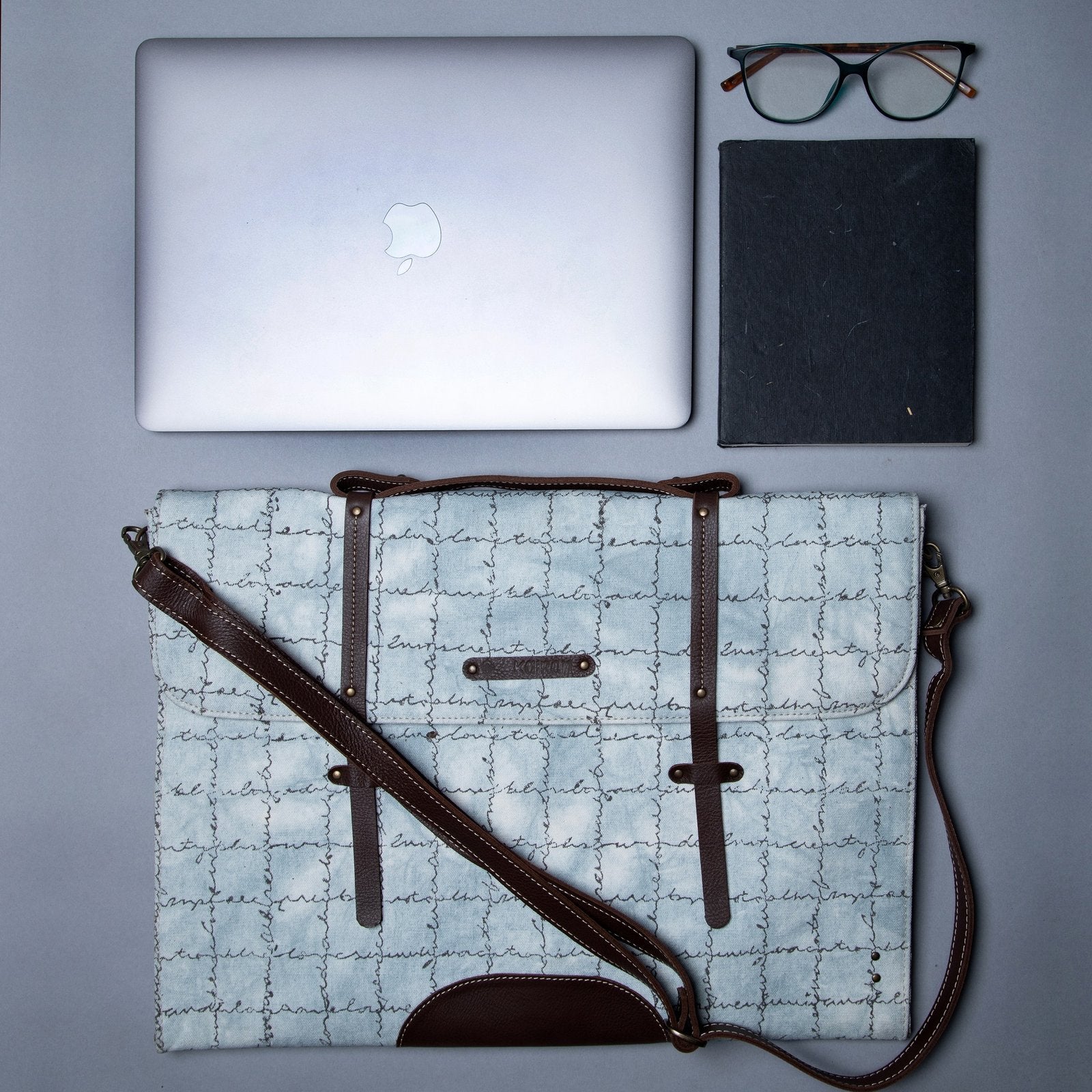 White-Grey Handcrafted-Studio Laptop Sleeve