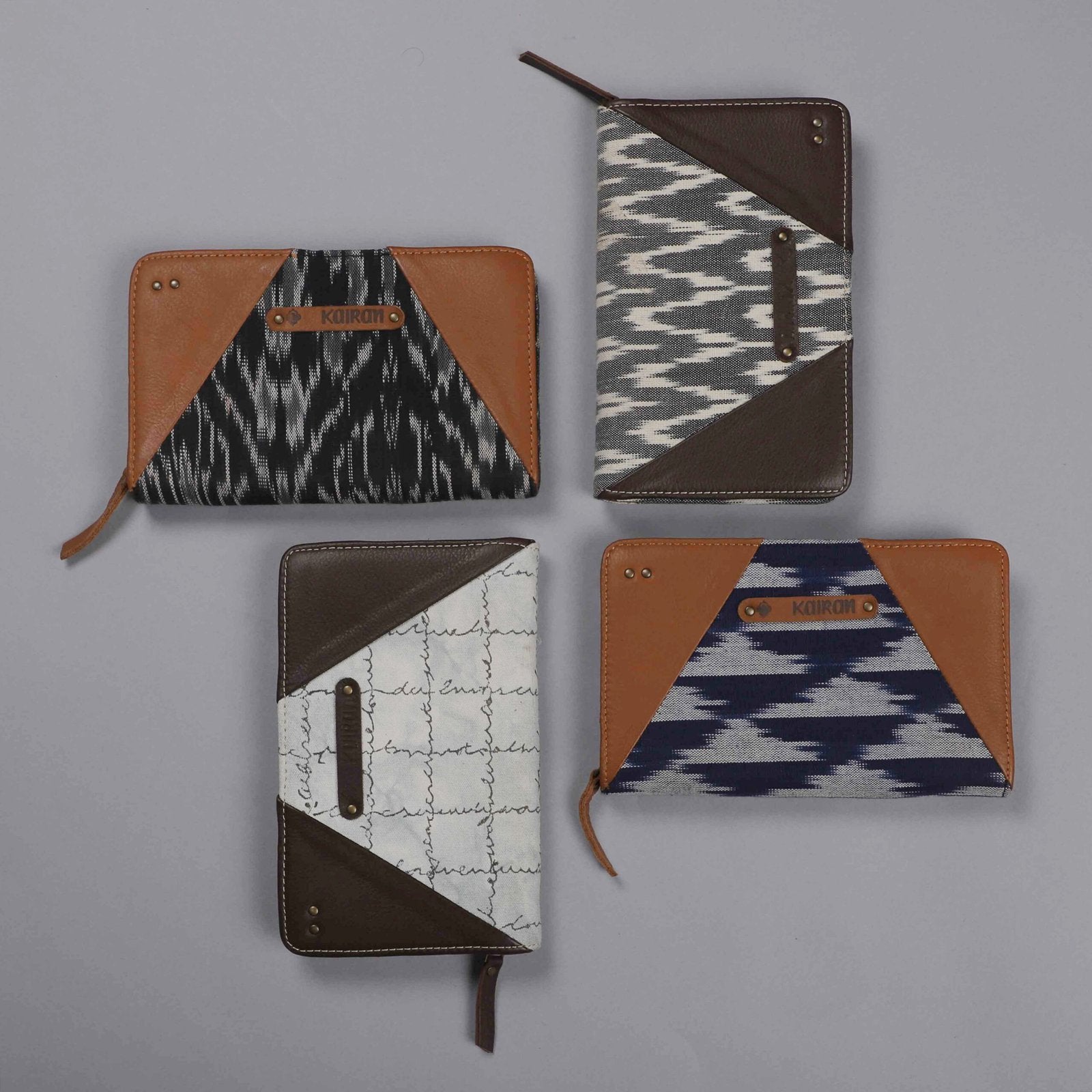Grey-White Handcrafted - Meraki Zip Around Wallet