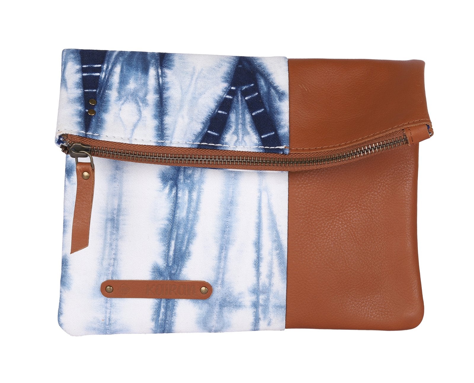 White-Blue Handcrafted- Meraki Envelope Clutch