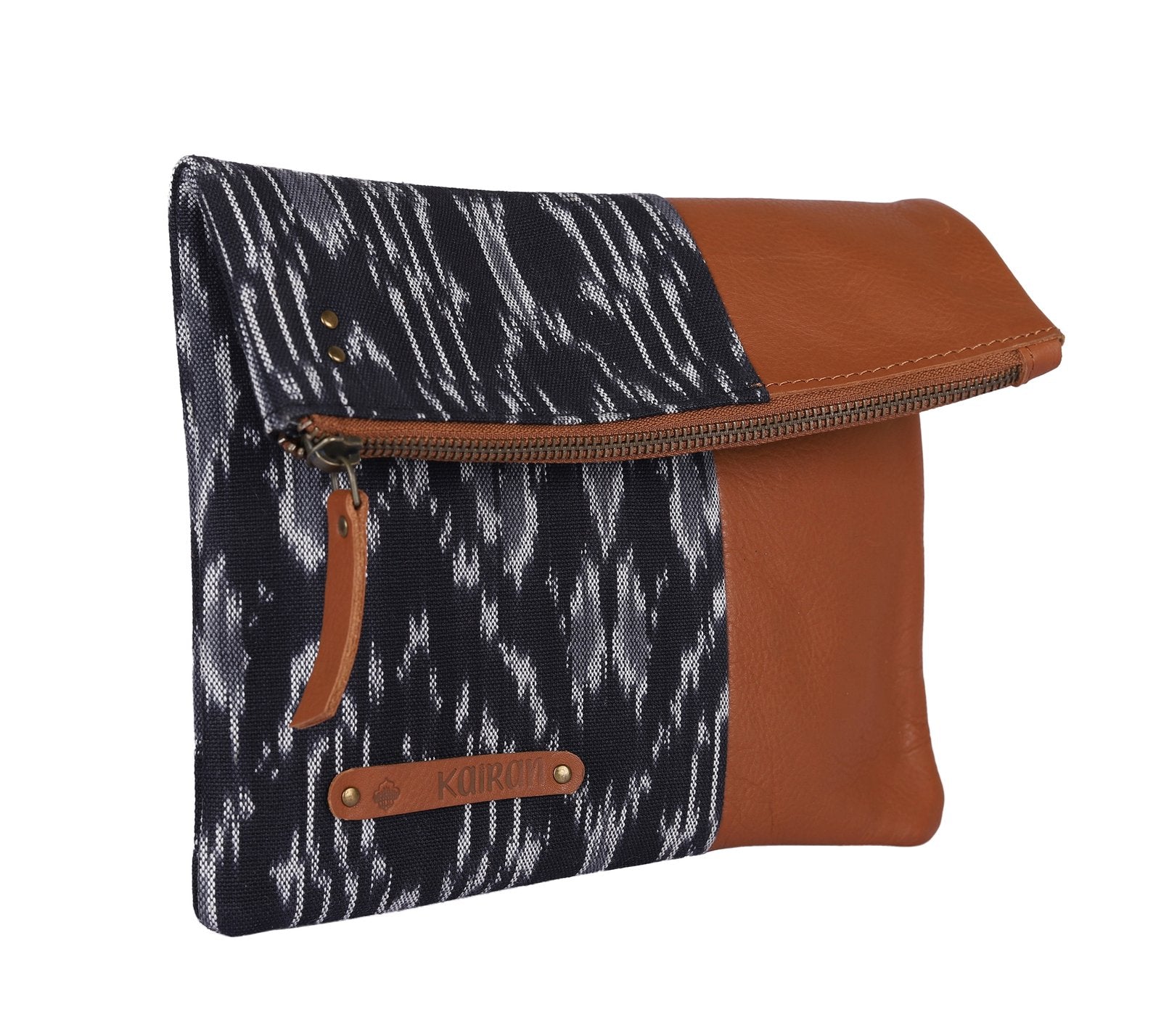 Black-White Handcrafted-  Meraki Envelope Clutch