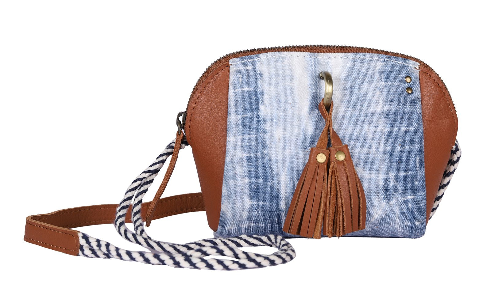 White-Blue Handcrafted- Meraki Shoulder Bag