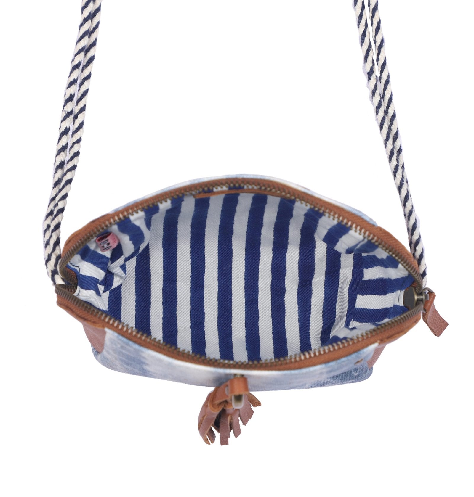 White-Blue Handcrafted- Meraki Shoulder Bag