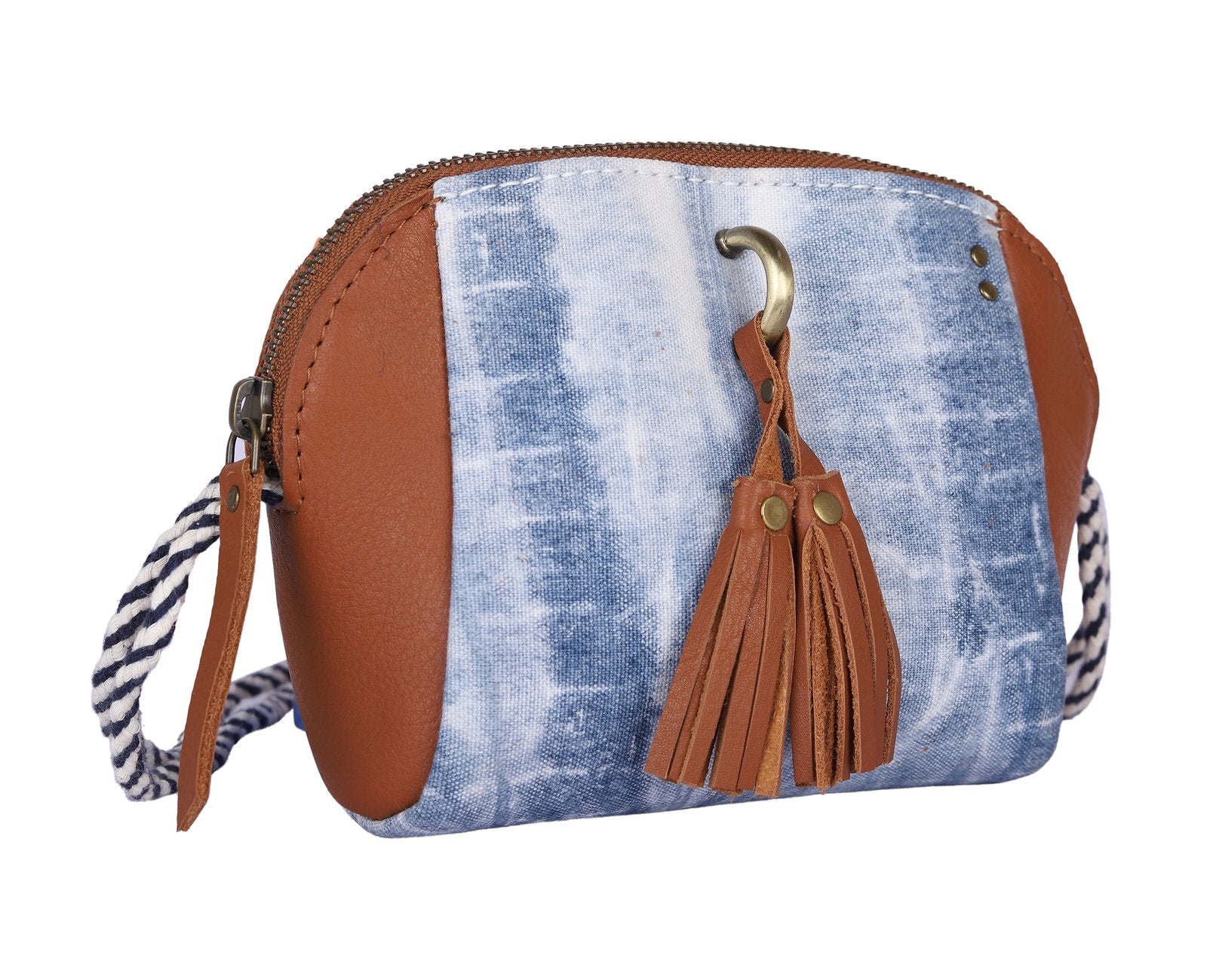 White-Blue Handcrafted- Meraki Shoulder Bag