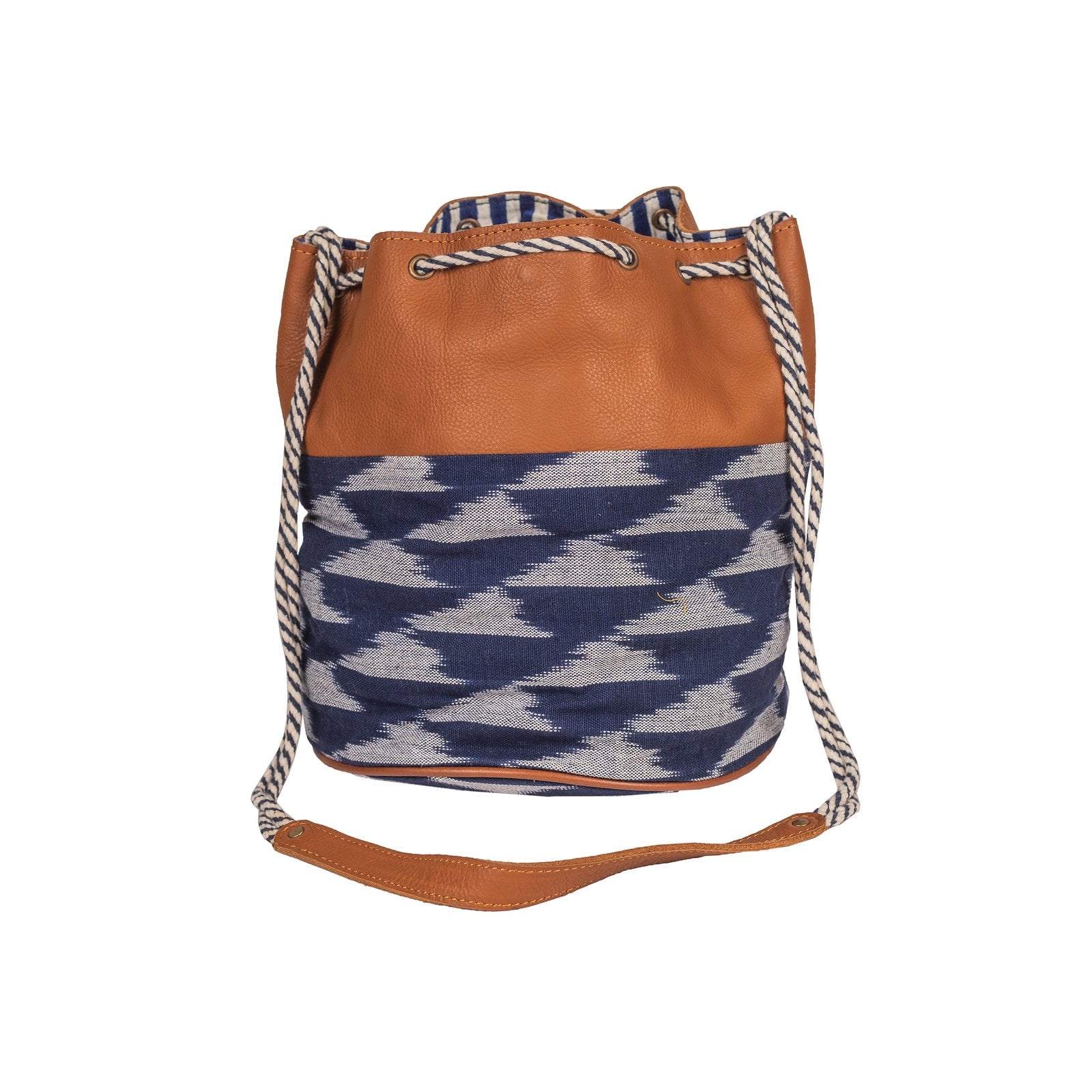 Indigo Blue-White Handcrafted-  Meraki Bucket Bag