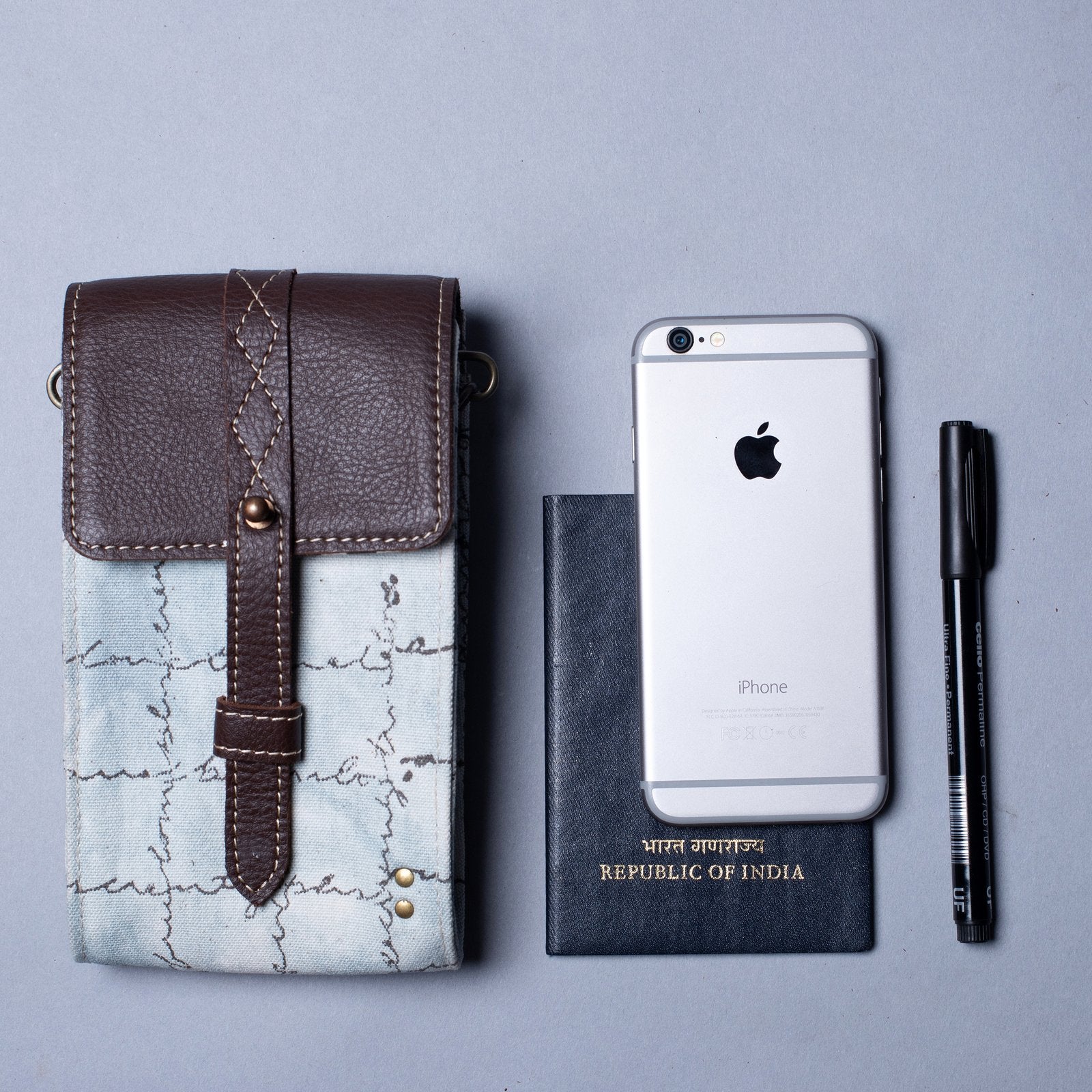 White-Grey Handcrafted-Studio Messenger Bag