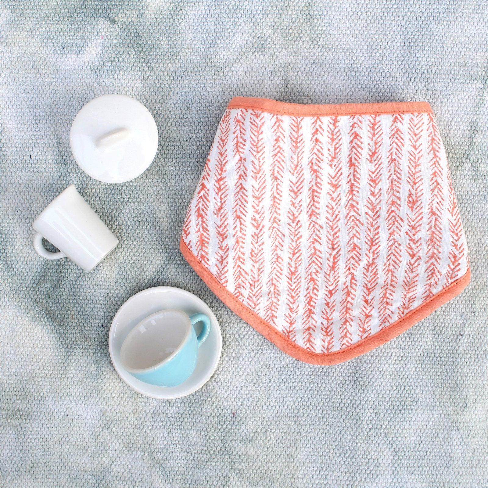 The Seahorse Story (Feathers) - Hand Block Print Cotton Bandana Bib
