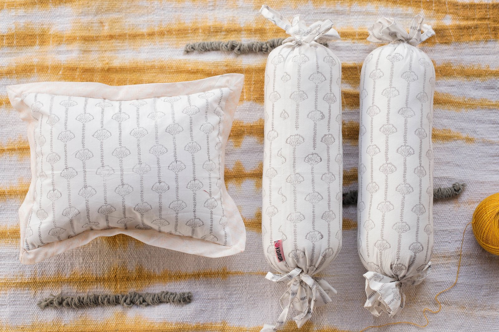 The Chirping Birds - Hand Block Print Cotton Bolsters Set