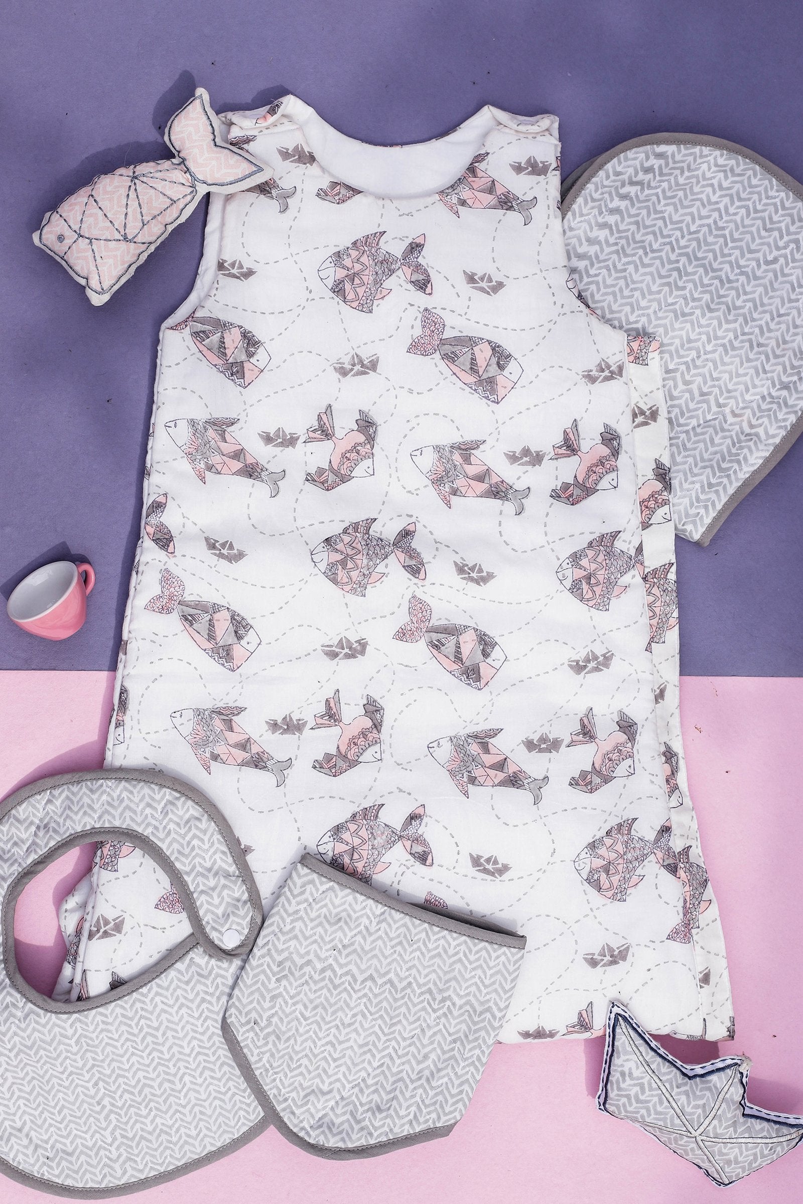 Machali Aur Naav - Hand Block Print Sleeping Bag